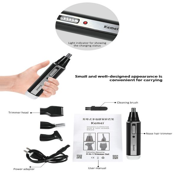 

kemei electric nose trimmer km-6630 4 in1 eyebrow mejor recortador de nariz para mujeres rechargeable vsonf