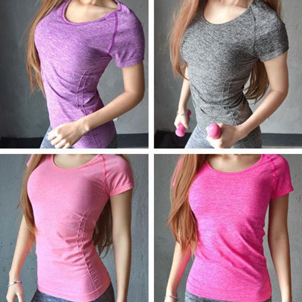 

women fitness sports suits quick dry jogging gym tees female yoga clothes run t-shirt running shirt bodybuilding clothing, White;red