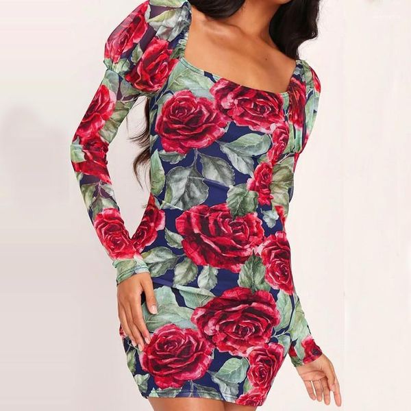 

платье женщины совок шеи вечерние платья мода вечернее платье дамы цветочный принт, Black;gray