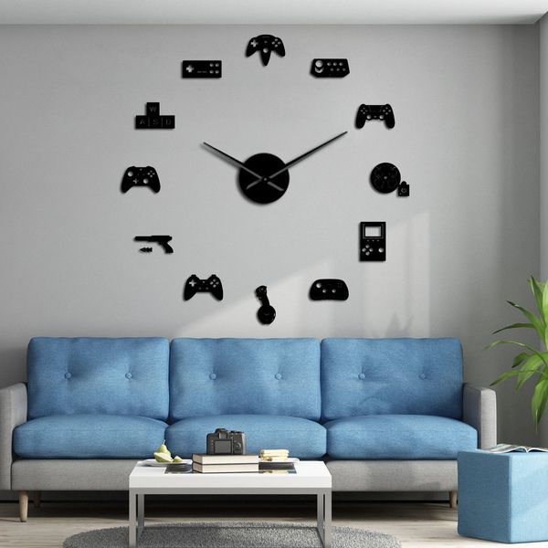 Game Controller Diy Giant Wall Clock Joysticks Stickers