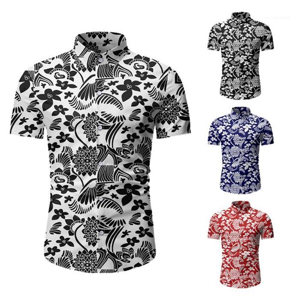 

summer desinger beach tshirts new 2020 short sleeve lapel neck floral print fashion style casual apparel mens, White;black