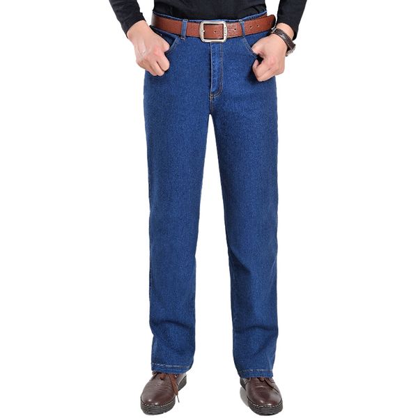 

deep blue мужчина шлифе прямые джинсы мужчина высокой талией сыпучие большой yards штаны