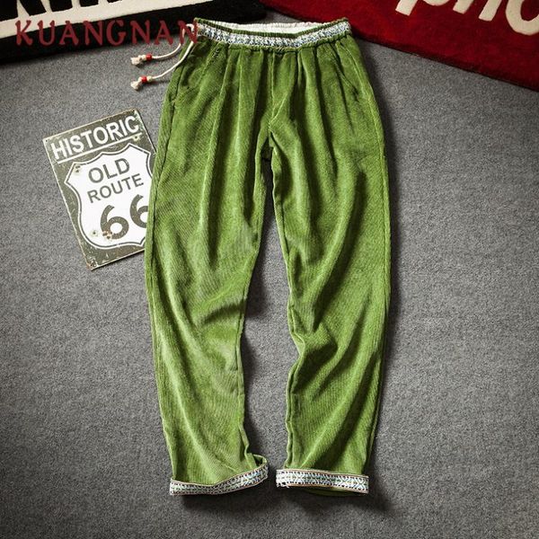 

kuangnan вельветовые брюки мужчины бегун японская уличная одежда шаровары мужчины спортивные брюки хип-хоп брюки 2019 весна новый, Black