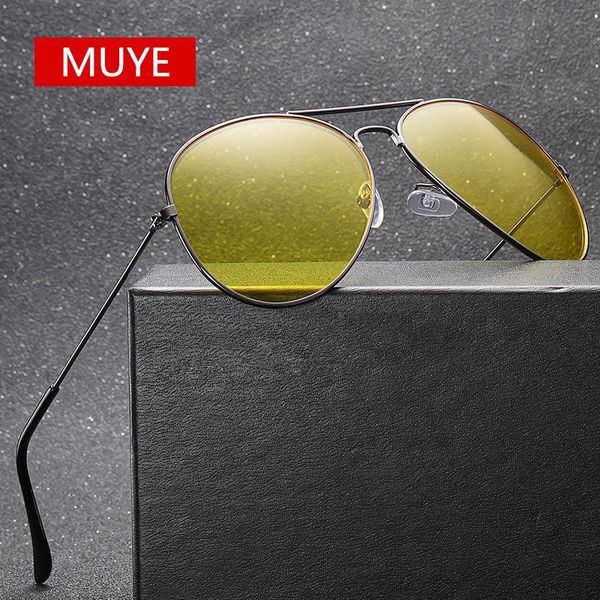 

2020 night vision goggles aviation sunglasses women brand design gold metal frame female sun glasses yellow lens lekia