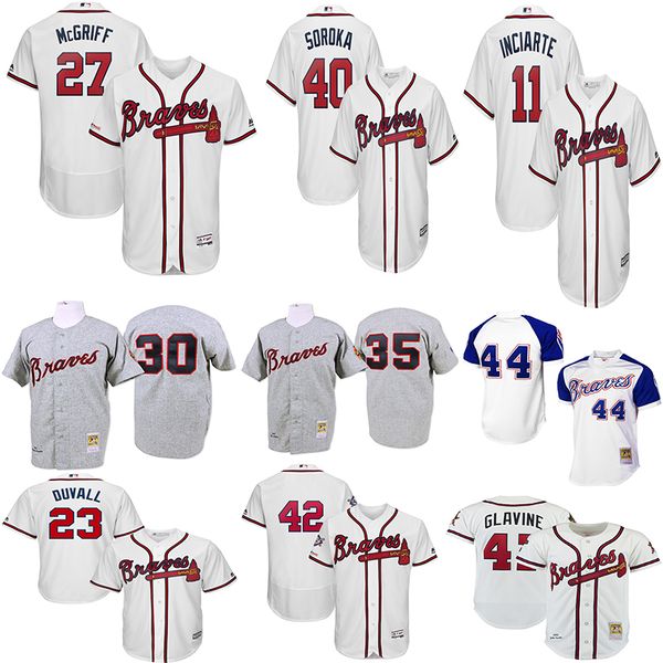 

Atlanta Men's Braves Jerseys Adam Duvall 1969 Orlando Cepeda Hank Aaron Tom Glavine Home Official Cool Base Player Baseball Jersey