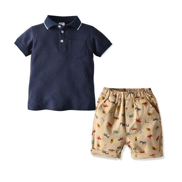 

summer t-shirt childrens clothing european and american boys zhu to shirt dinosaur shorts suit baby casual set