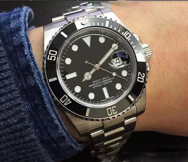 

watches black ceramic bezel dial 116610 16610 stainless steel bracelet automatic mens men's watch watches man wristwatch, Slivery;brown