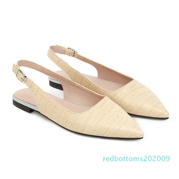 

qutaa 2020 назад ремень slingback пряжка лето женщины квартиры обувь toe остроконечные кожа pu комфорт дамы сандалии большой размер 34-43 r0, Black