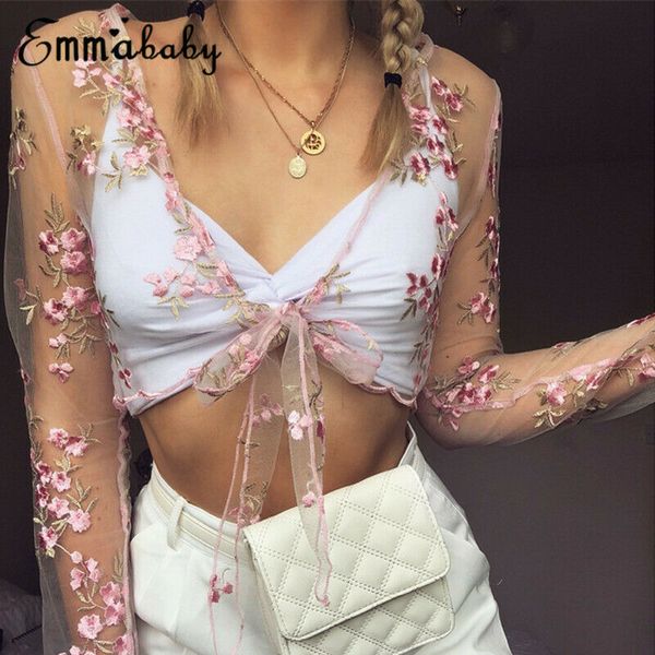 

women ladies fashion casual chic t shirt long sleeve sheer mesh fishnet long sleeve t shirt party clubwear, White