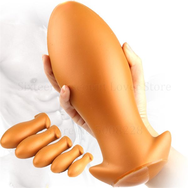 Compra Morbido enorme grosso butt plug perline stimolatore di espansione dell'ano massaggio prostatico giocattoli erotici del sesso anale per gli uomini