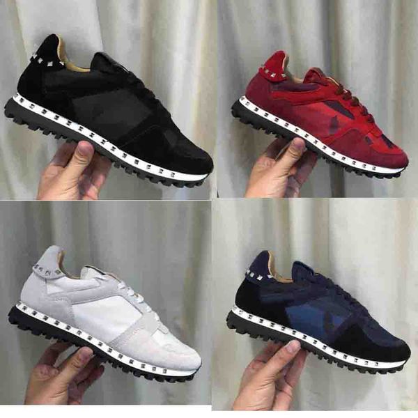 

brand rock and runner camouflage leather sneaker shoes studded casual camo rockrunner trainers, Black