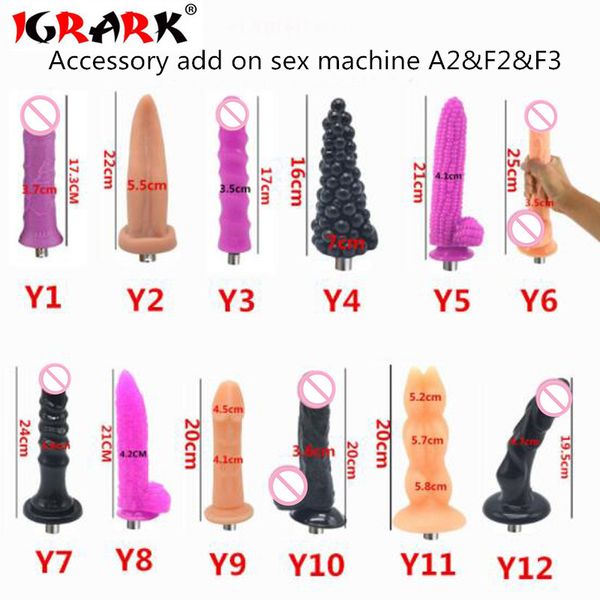 IGRARK 12 tipos de Sex Machine tradicional A2 / F2 Anexo 3XLR Anexo Dildo Ventosa Sex Love For Máquina Homem Mulher Y200410
