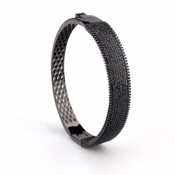 

personality sub-gold black stone bracelet ring classic black hollow-out mysterious bracelet ring rhinestone jewelry