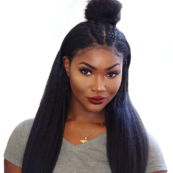 

light yaki straight silk base wigs brazilian human hair remy lace wigs glueless full lace human hair wigs with baby hair, Black