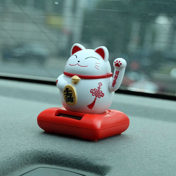 

1pcs fortune cat solar energy doll car central console home furnishings office desktableornaments gift