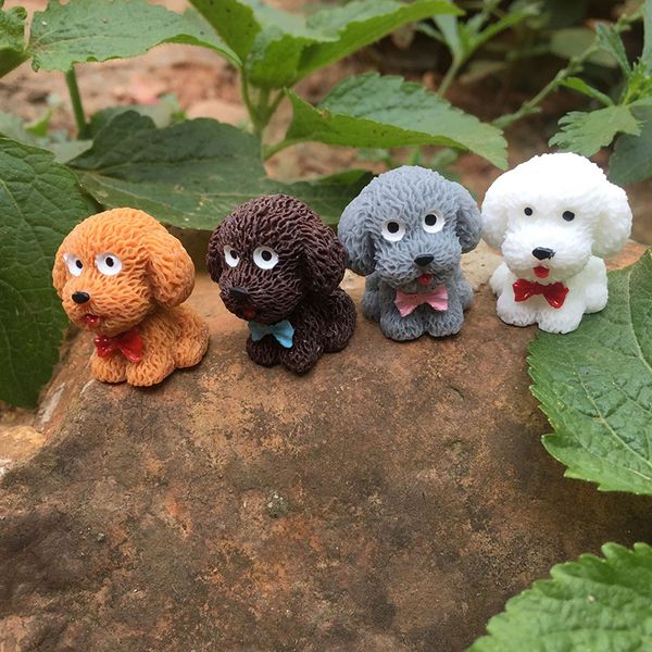 

4pcs/lot garden decoration small happy puppy teddy figurine miniatures micro crafts dog ornament diy home decor