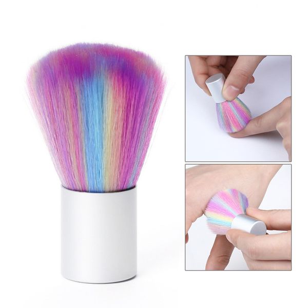 Dropshipping arco-íris macio Nail Art Poeira escova UV gel acrílico removedor diy beleza manicure limpeza ferramentas L cuidado salão de beleza