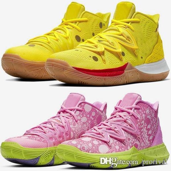 

2019 new kyrie men basketball shoes irving 5 5s sponge bob yellow patrick pink mens sports sneaker baskets des chaussures zapatos size 40-46