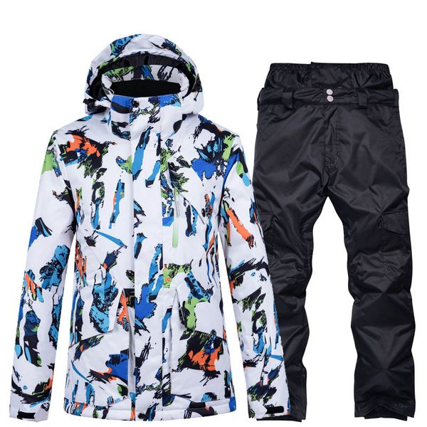 

new men ski suit thicken warm waterproof windproof snow clothes winter outdoor skiing and snowboarding jacket and pants set male