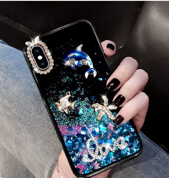 Bling Shell QuickSand Capas de telefone móvel para iPhone 11Promax 7/8 7P xmax Samsung S10 Note8 Baleias Caso