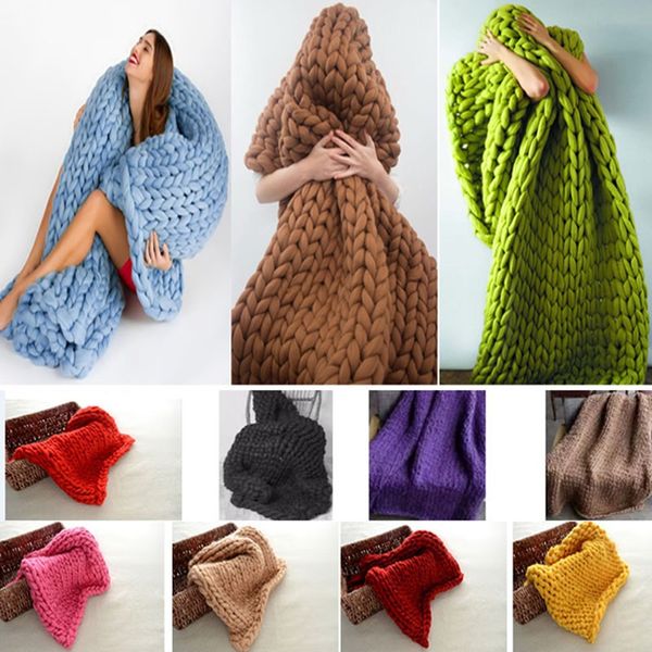 

60 * 60см новая линия polyster трикотажное одеяло ручной работы вязание крючком кровать диван самолет одеяло коврик сфотографируйте рождеств