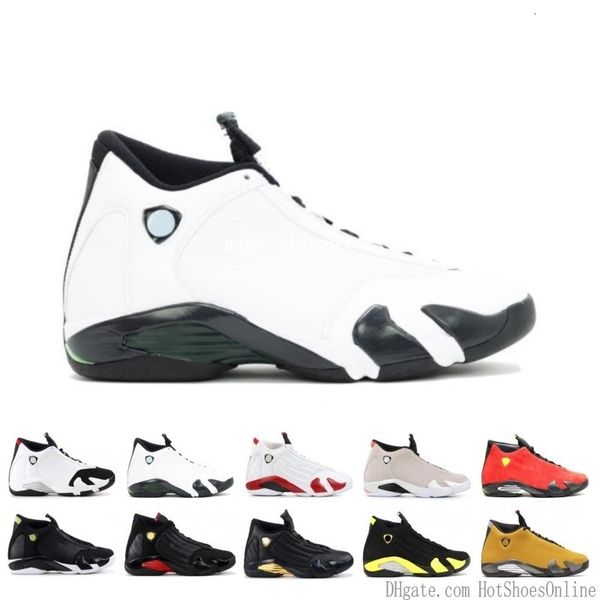 

drop shipping men basketball shoes 14 14s reverse gold red candy cane last sblack toe desert sand thunder dmp suede sports sneakers