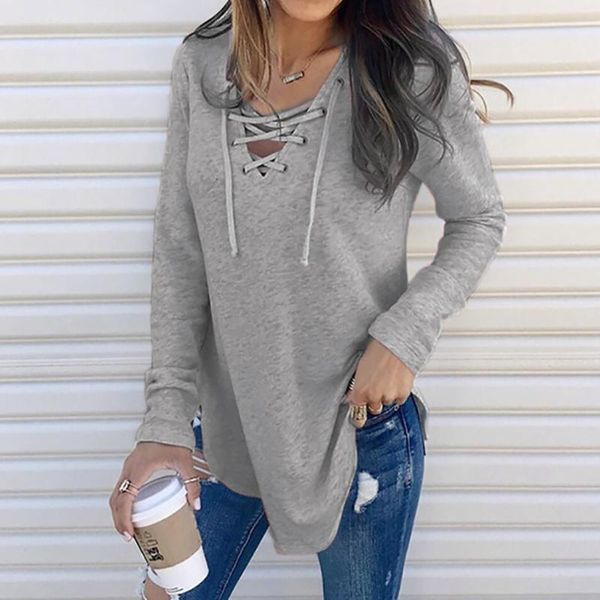 

2020 women's shirts for spring female v neck strap long sleeve oversize fashion female elegant autumn blouse, White