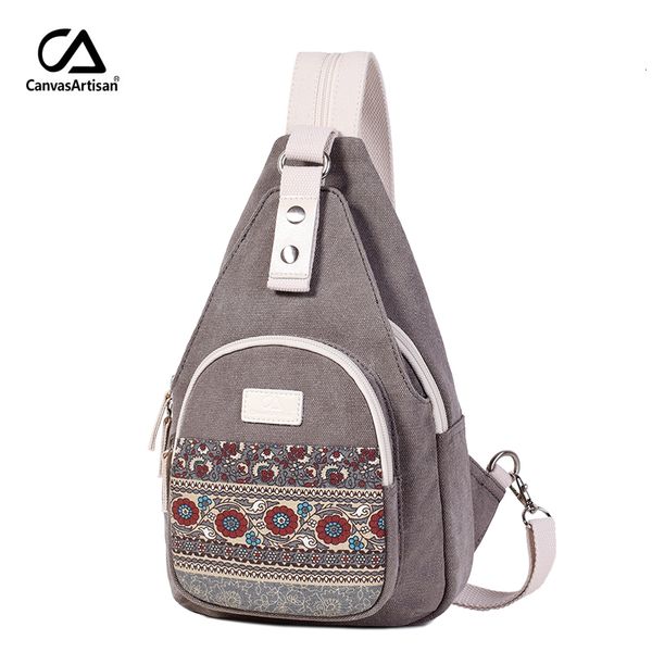

canvasartisan new women's canvas shoulder bag retro style daily travel small backpacks bag female casual floral chest bags cj191213