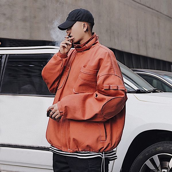

2019 autumn new tooling korean version of the trend loose lapel street studentsof the casual large size jacket m-3xl, Black;brown