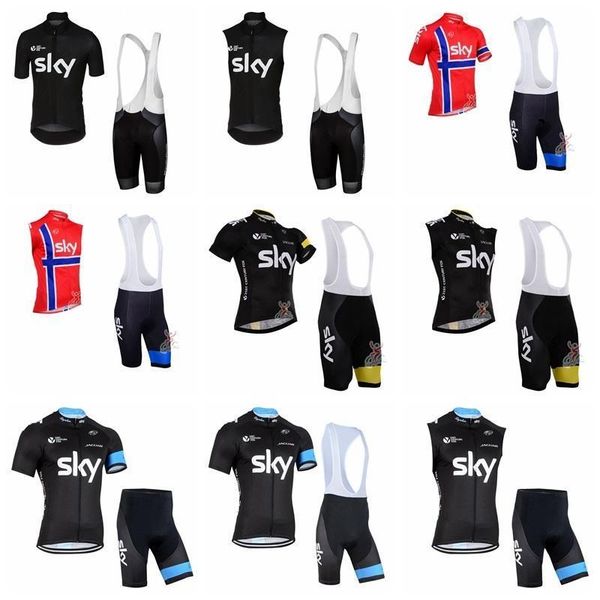 

2020 new sky team cycling short sleeves jersey (bib )shorts sets quick dry breathable cycling clothing 3d gel pad size xs -5xl 010707f, Black;red