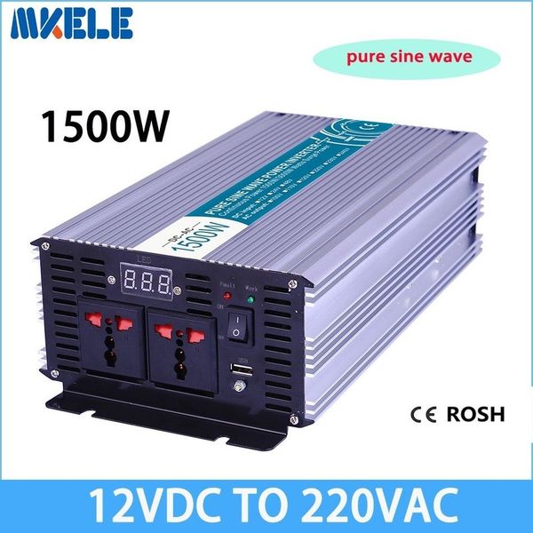 

inverter max 2500 wa1500w 12 v to ac 220 110 volt lcd digital 1 usb pure sine wave converter car charge converter transformer