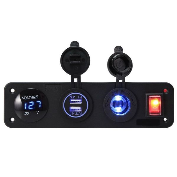 

12v-24v 4in1 switch panel+dual 5v/3.1a usb charger+voltmeter voltage+cigarette lighter