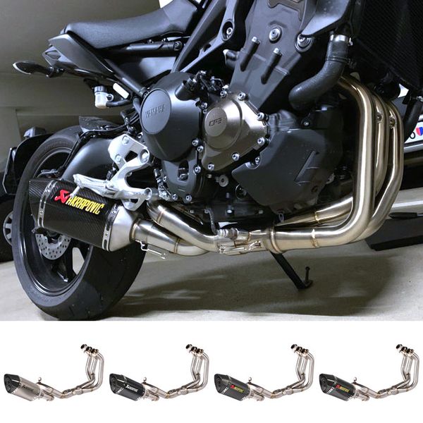 

mt-09 fz-09 motorcycle exhaust system slip on pipe akrapovic exhaust muffler carbon fiber escape for yamaha mt09 fz09 xsr900