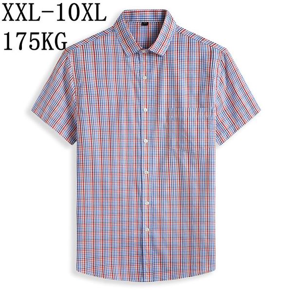 

10xl 8xl 7xl plaid shirt men 2020 новые вскользь 100% хлопка с коротким рукавом летом мужские рубашки камиза masculina мужские рубашки плать, White;black