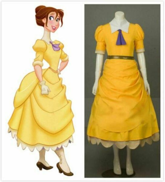 

tarzan jane porter yellow dress ball gown cosplay costume custom made, Black;red