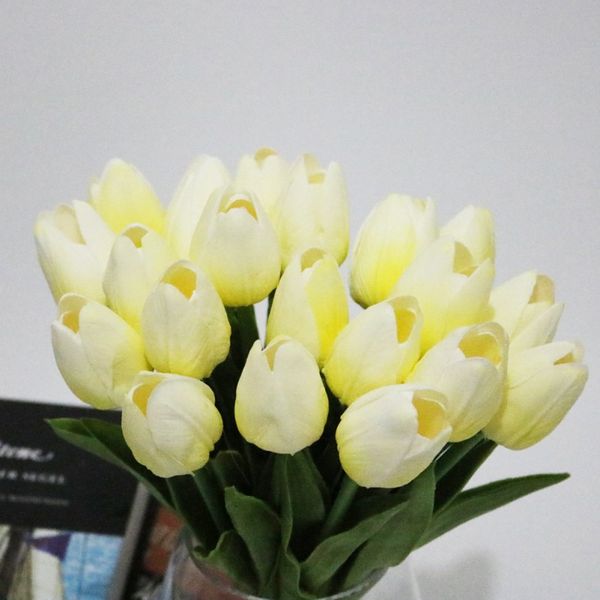 

10pcs/lot pu mini tulip artificial flower real touch wedding flower bouquet fake silk flowers for home party decoration