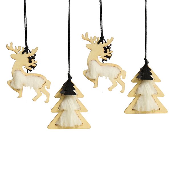 

wooden craft christmas tree ornaments pendant rustic hangings wood reindeer and christmas tree for party 4 pieces