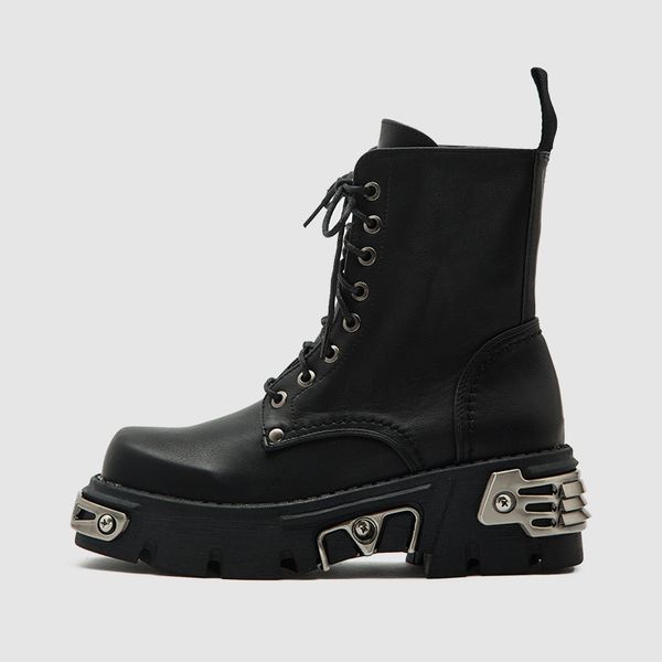 

rasmeup 6cm punk style platform women ankle boots 2019 women's motorcycle boot fashion ladies chunky shoes metal decor black mx200324
