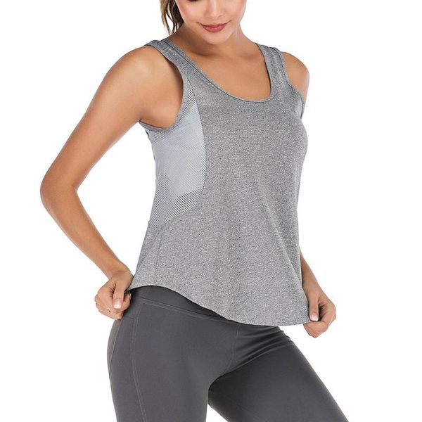 

2020 sport t-shirt women sports yoga fitness workout sleeveless mesh t-shirt vest tank poleras deportivas mujer fitness, White;red