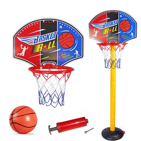 Set canestro da basket per bambini Supporto da basket portatile regolabile Gioco sportivo Set da gioco Palla a rete e pompa ad aria Sport per bambini