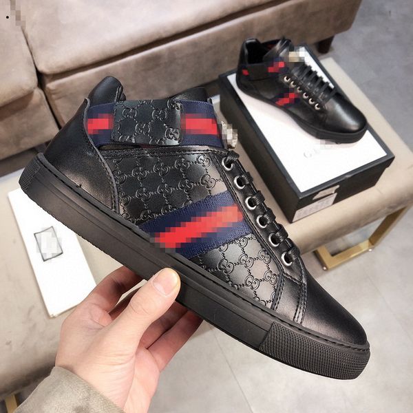 

designer mens womens luxury designer shoes ace blue red blue striped genuine leather sneaker casual shoes white black size 38-44