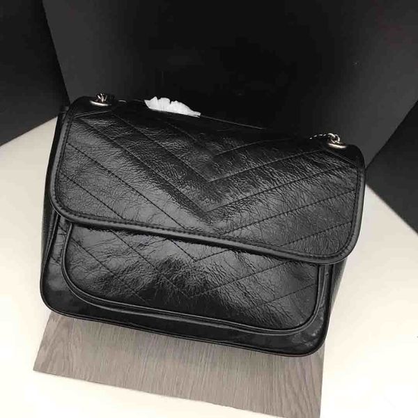

classic luxury bag women handbags genuine leather oil wax cowhide flaps chain handbags lady shoulder messenger designer bags flap bag