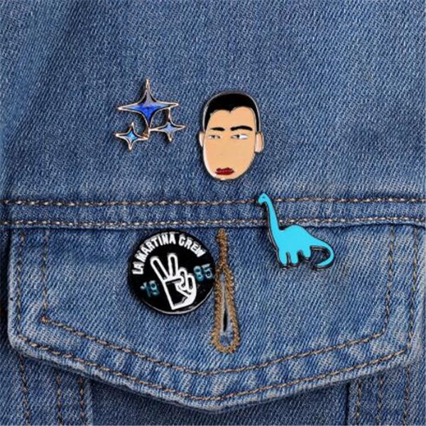 

wkoud мультфильм 1шт chic динозавр pin динозавр портрет badge фото гостиницы ювелирные изделия cat часы металла эмаль броши симпатичные конт, Gray