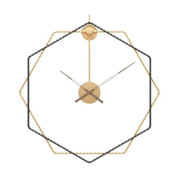 

20 inches 50cm simple style wrought iron wall clock fashion silent hanging clock - black + golden