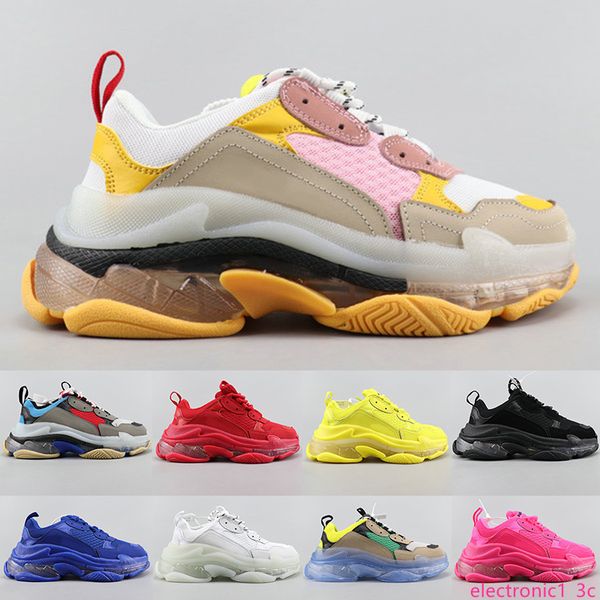 

тройной s дизайнер повседневная обувь paris 17fw sneaker clear bubble размер midsole тройной черный белый синий женщин людей высокого качест, Black;green