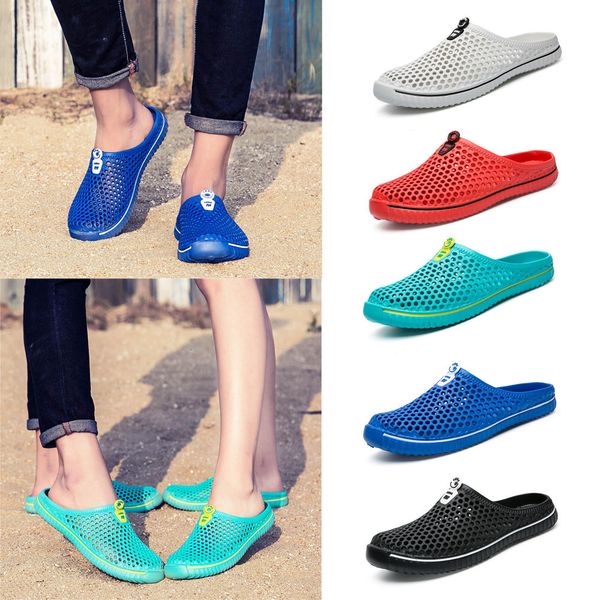 

men shoes beach casual men's slippers hollow out casual couple beach sandal flip flops shoes non-slide male slippers #yl5, Black