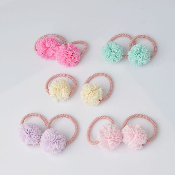 

2 шт. симпатичные маленькие девочки помпон волос галстуки мяч эластичная лента для волос для детей веревки аксессуары as0179, Slivery;white