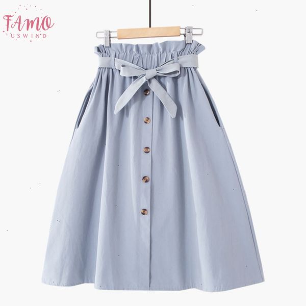 

waist high midi skirts solid pockets a line casual ladies bottoms trendy female skirts with sashes 2020 new for women, Black