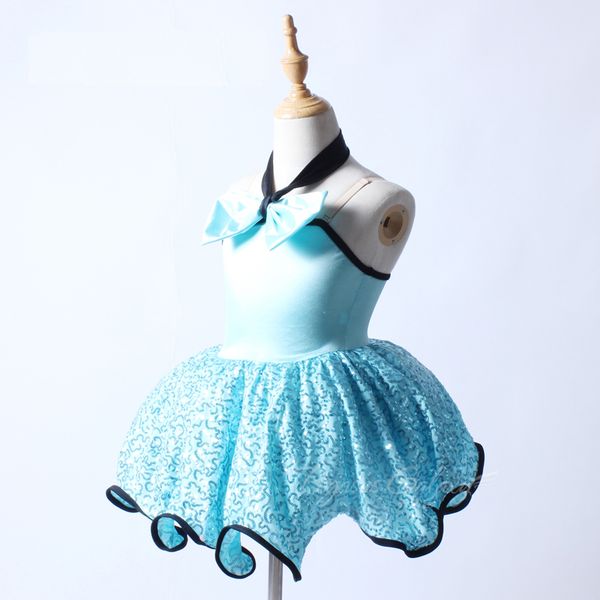 

sequins bow-knot ballerina children dancewear blue ballet dress girls swan lake ballet costume stage show performance for girls, Black;red