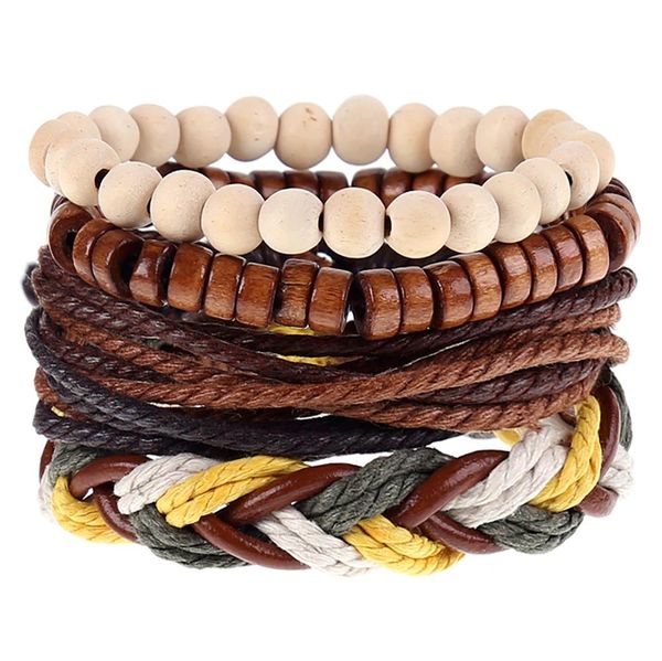 

men vintage braided simple leather bracelet multilayer bracelet 2019 #3l24, Black